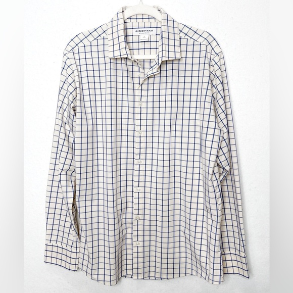 Mizzen+Main Performance Button Down Long Sleeve Grid Print Shirt Size Medium - Picture 1 of 5